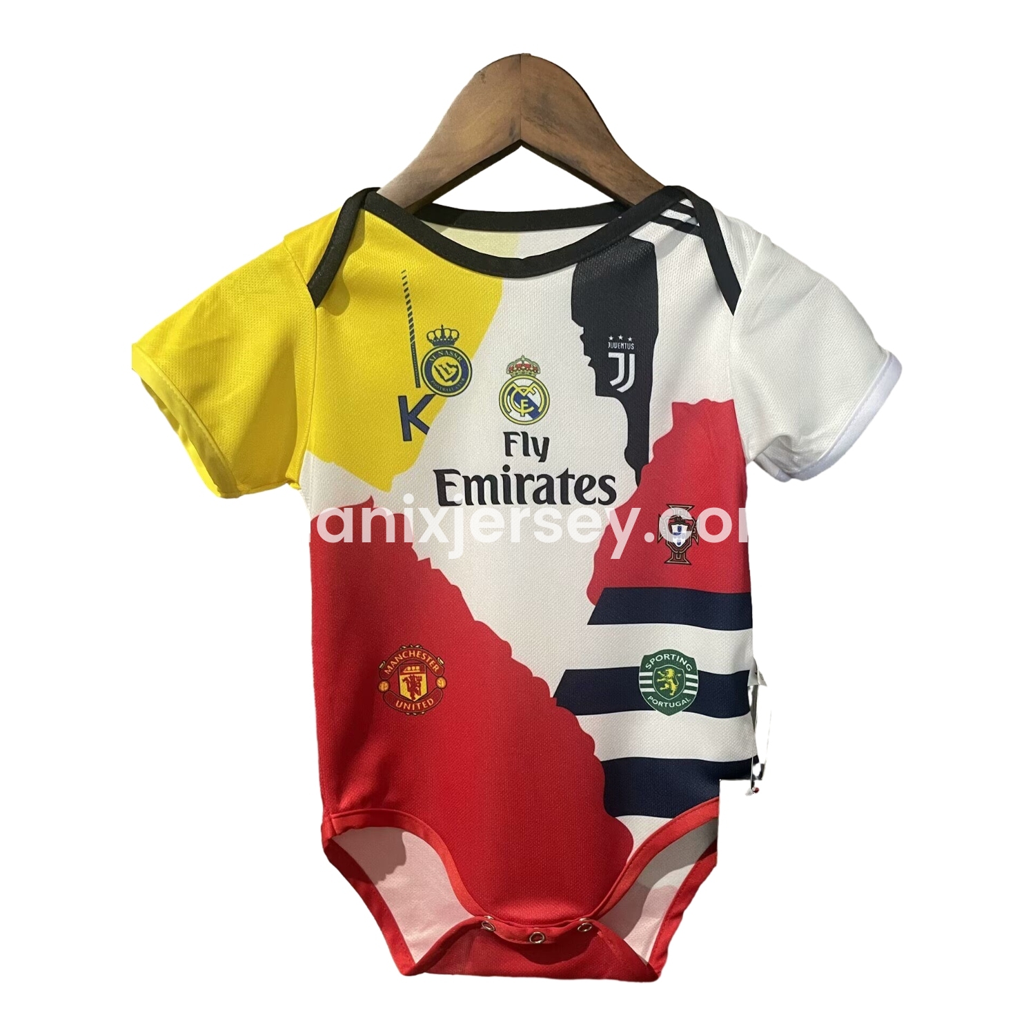 Cristiano Ronaldo Career Commemorative Baby Crawling Suit - Real Madrid Juventus Portugal Manchester United Al Nassr Sporting CP - ManixJersey