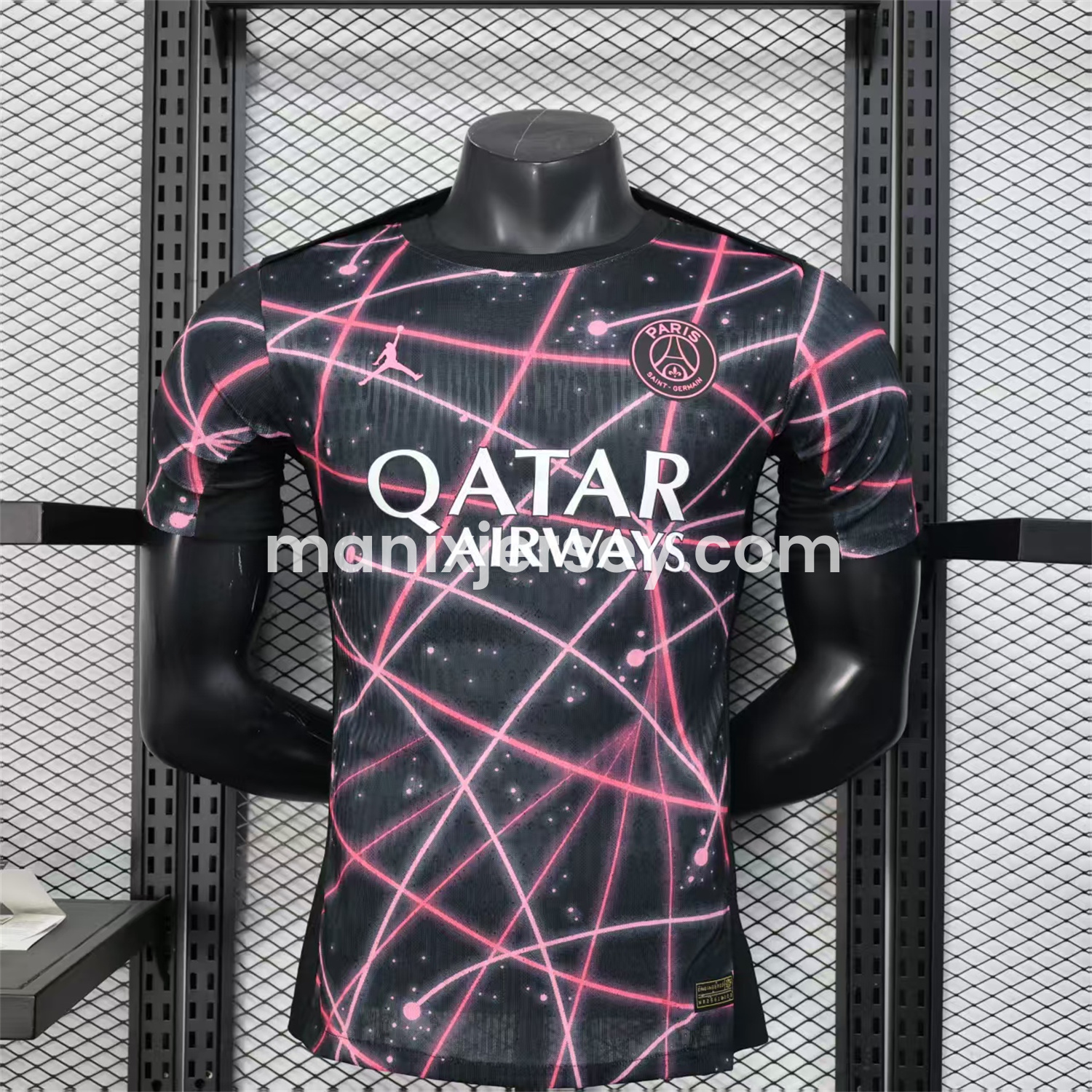 Paris Saint-Germain PSG 25-26 Pink Lines Jordan Black Special Jersey - Player Version - ManixJersey