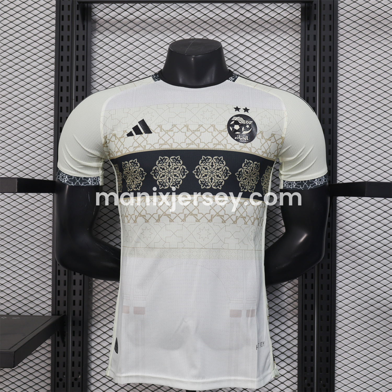 Algeria 25-26 Light Yellow with Black Classical Pattern Jersey - Player Version - ManixJersey