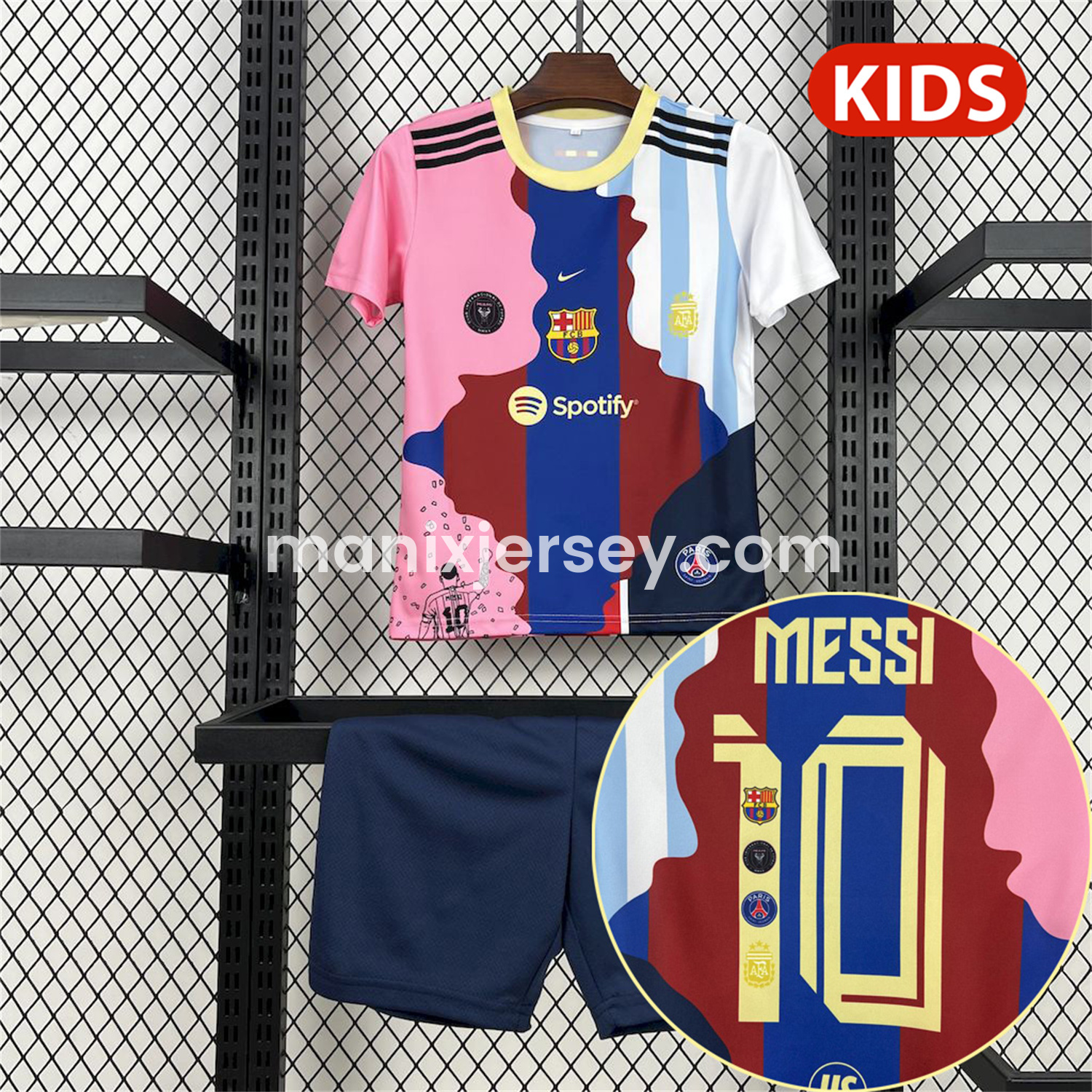 Messi Career Commemorative Kids Kit with Messi #10 - B.A.R.S.A Argentina Paris Saint-Germain PSG INT M.A.M - ManixJersey