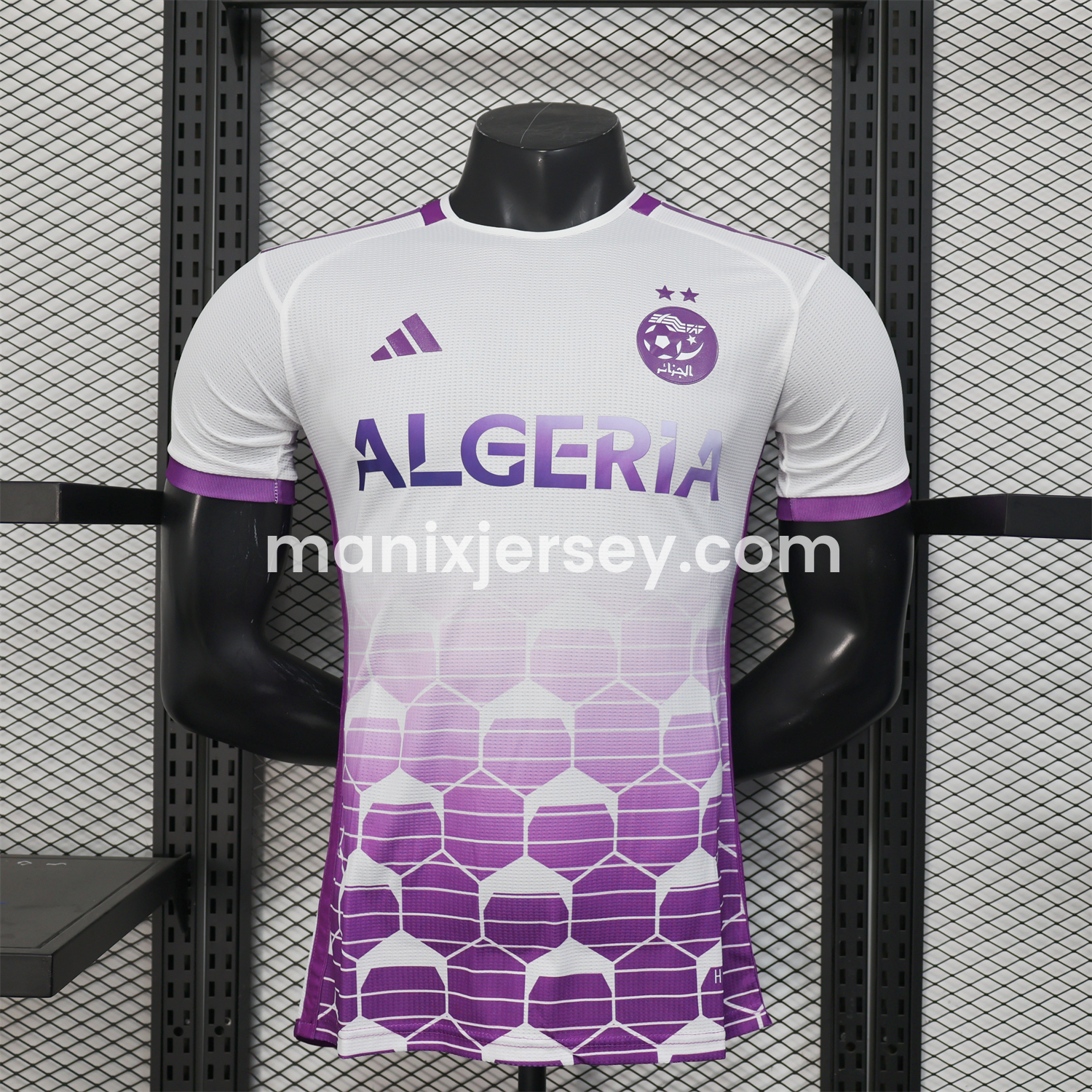 Algeria 25-26 White Purple Gradient with Hexagonal Pattern Jersey - Player Version - ManixJersey