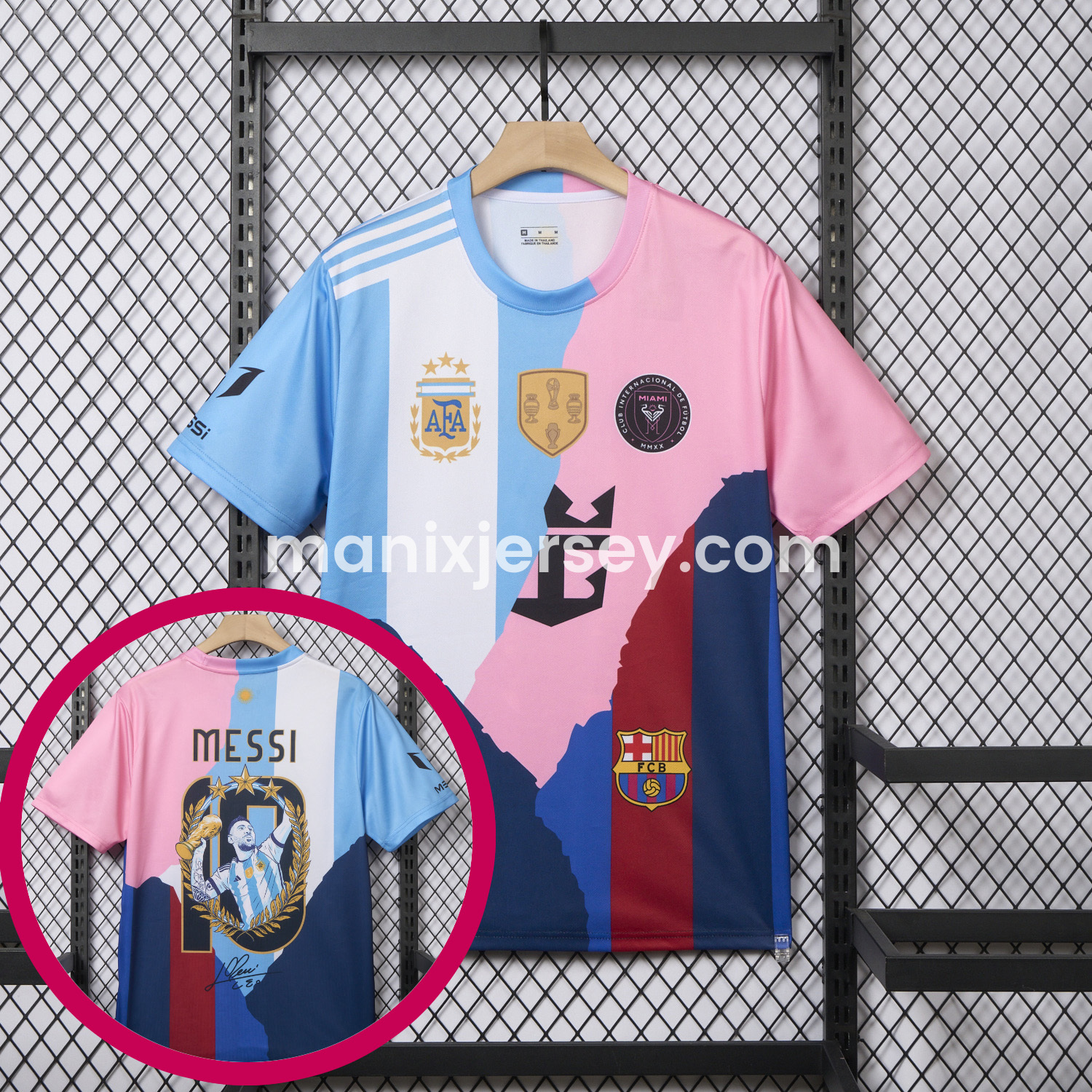 Messi Career Commemorative Jersey - Fans Version - Argentina INT M.A.M B.A.R.S.A - with 10 Special Font - ManixJersey