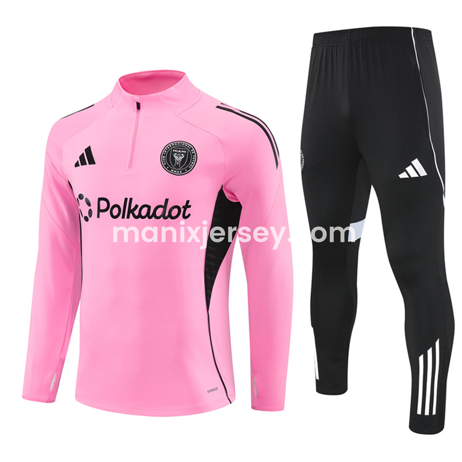 INT M.A.M 25-26 Long Sleeves Training with Black Sponsors Set - Pink Top & Black Pants - ManixJersey