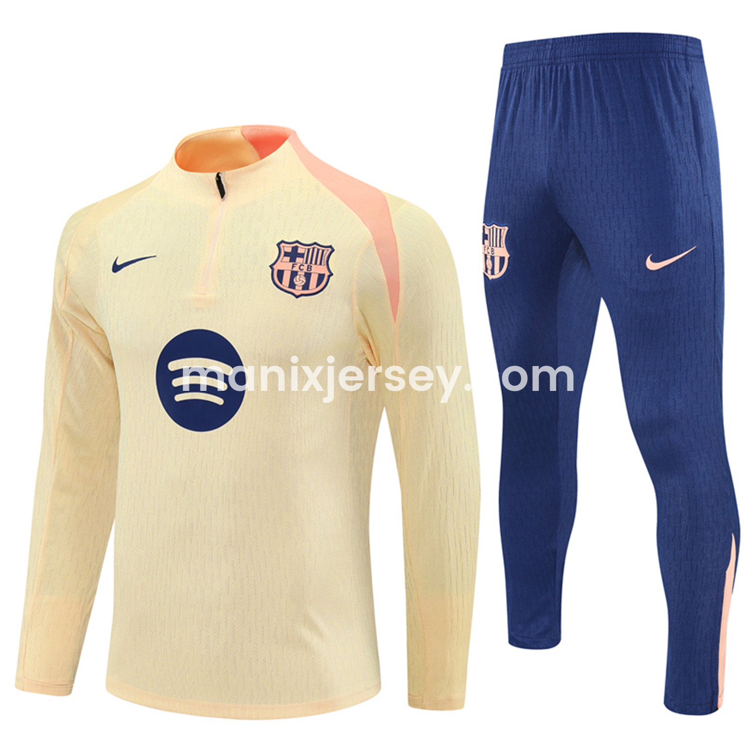 B.A.R.S.A 25-26 Long Sleeve Training Set - Player Version - Light Yellow Top and Blue Pants - ManixJersey