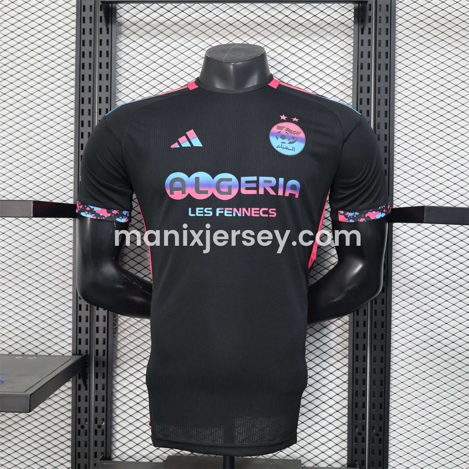Algeria 25-26 Pure Black with Fluorescent Green Powder Advertising Jersey - Player Version - ManixJersey