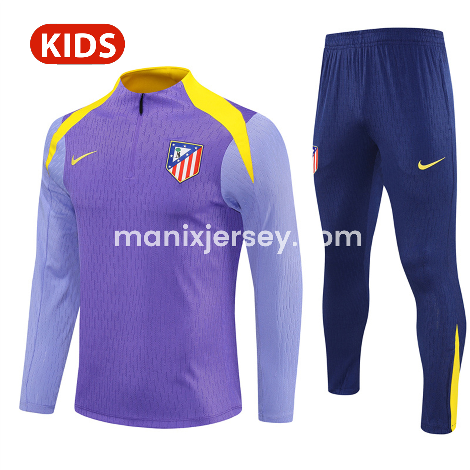 Atletico Madrid 25-26 Kid Long Sleeves Training Set - Purple Top & Purple Pants - ManixJersey