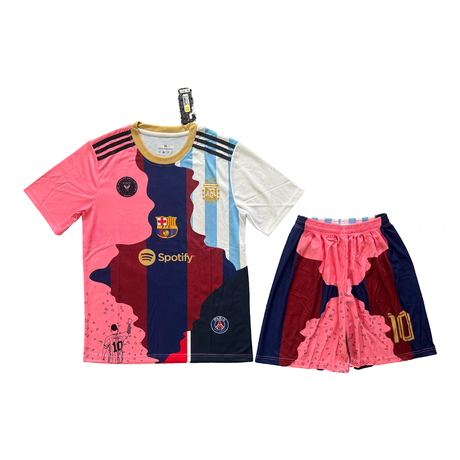 Messi Career Commemorative Men's Adult Jersey Set - Fans Versionwith Messi #10 - B.A.R.S.A Argentina Paris Saint-Germain PSG INT M.A.M - ManixJersey