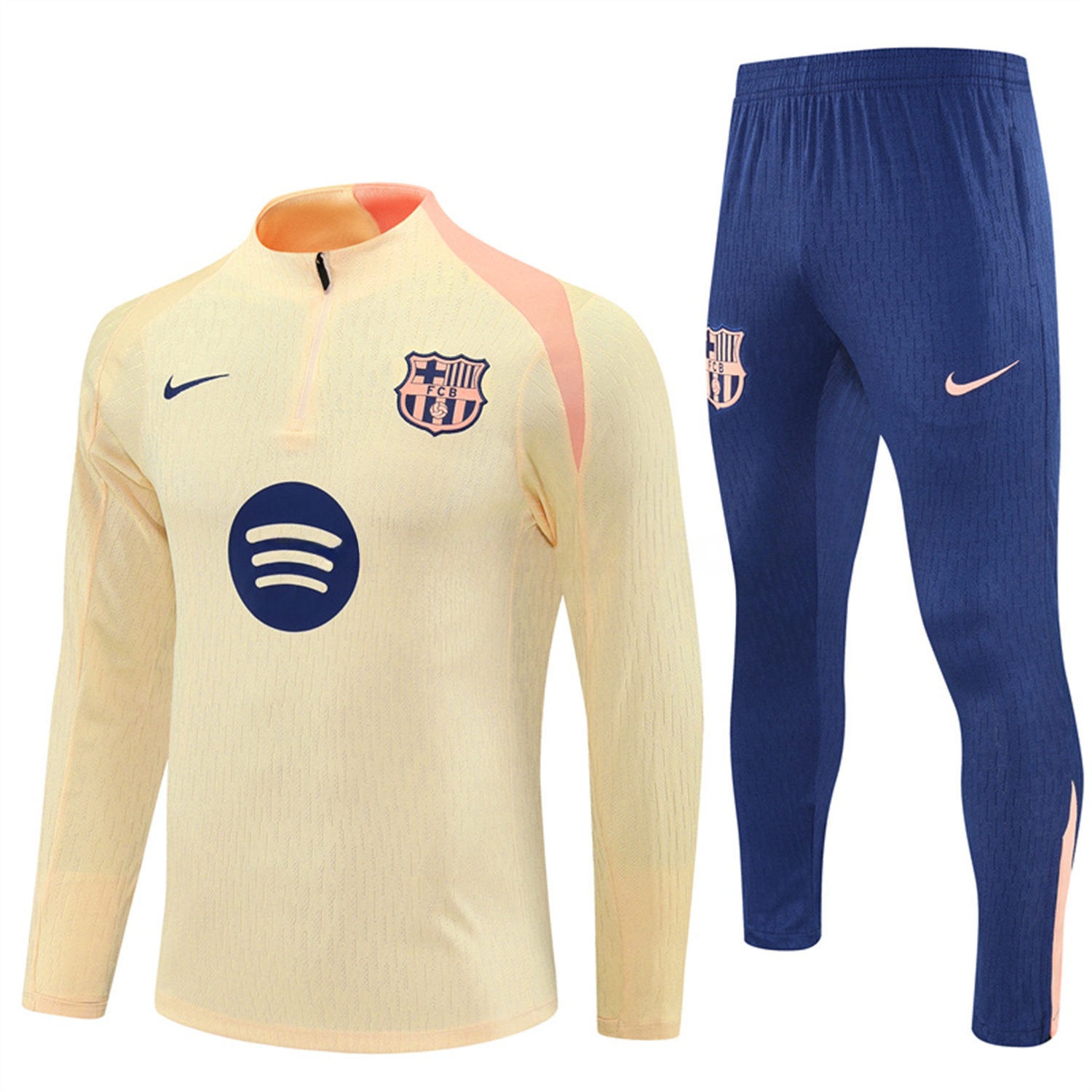 B.A.R.S.A 25-26 Long Sleeve Training Set - Player Version - Light Yellow Top and Blue Pants - ManixJersey