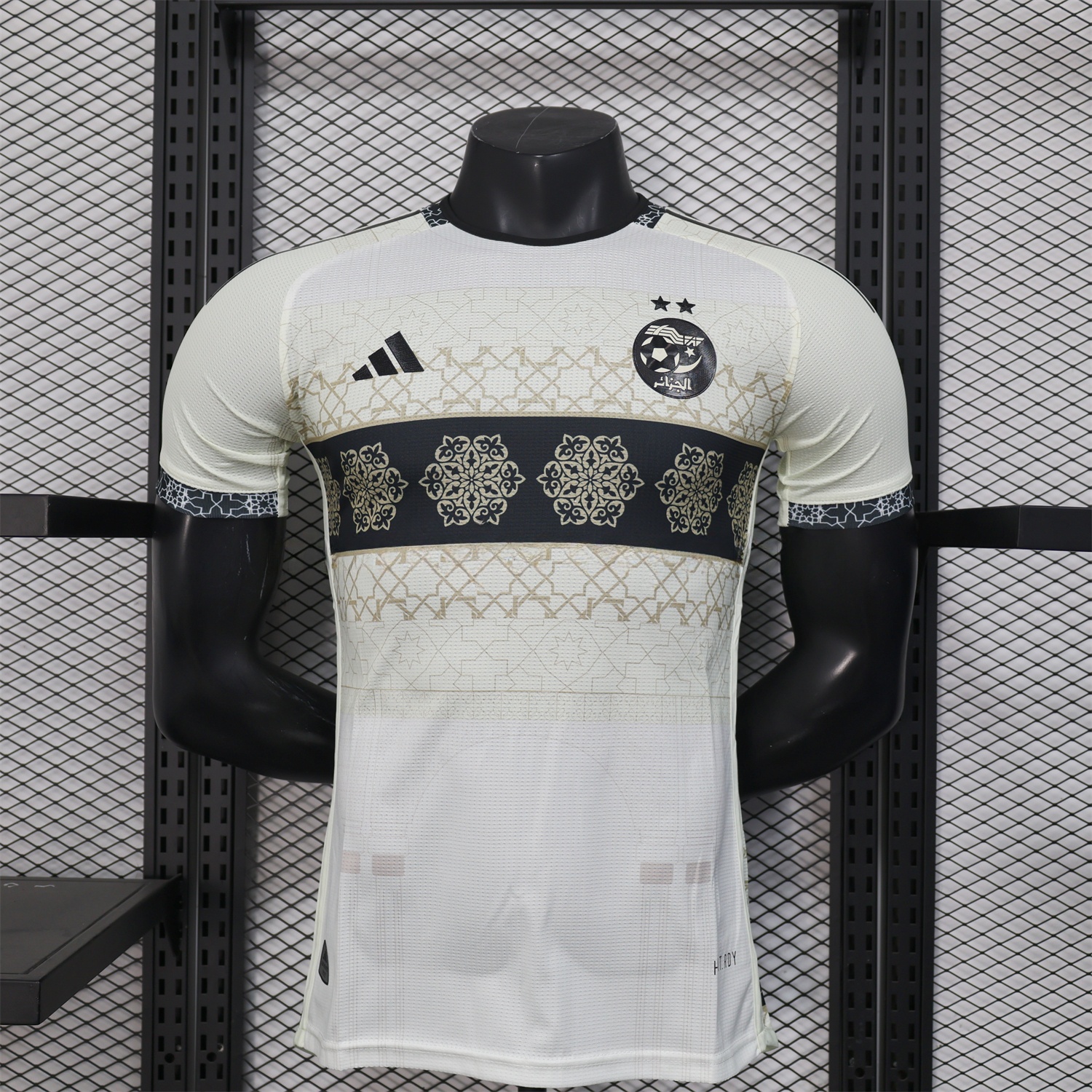 Algeria 25-26 Light Yellow with Black Classical Pattern Jersey - Player Version - ManixJersey