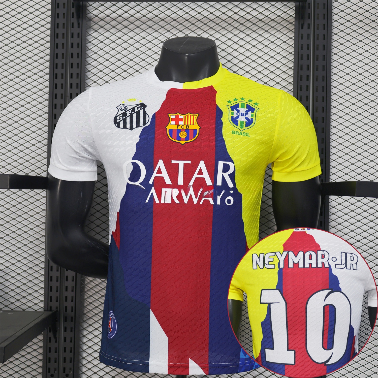 Neymar Career Commemorative Jersey - Player Version with NEYMAR.JR #10 - B.A.R.S.A Brazil Paris Saint-Germain PSG Santos - ManixJersey