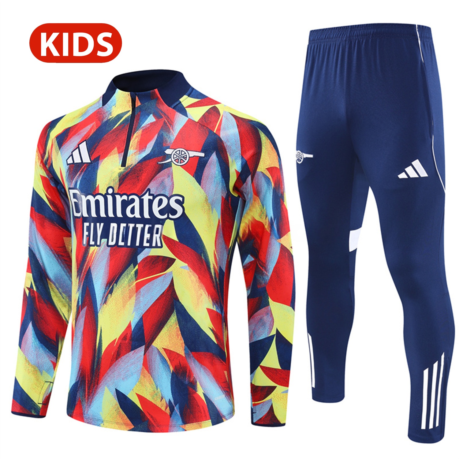 Arsenal 25-26 Kid Long Sleeves Training Set - Colorful Camouflage Top & Royal Blue Pants - ManixJersey