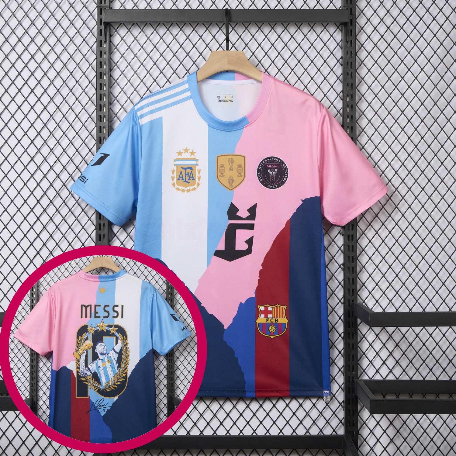 Messi Career Commemorative Jersey - Fans Version - Argentina INT M.A.M B.A.R.S.A - with 10 Special Font - ManixJersey