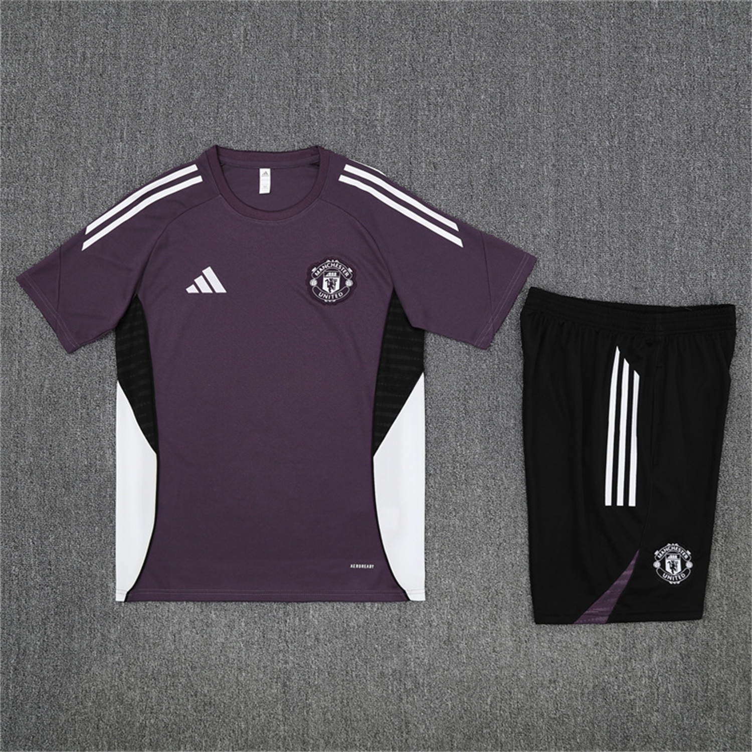 Manchester United 25-26 Kids Short-Sleeve Training Set - Purple Top & Black shorts - ManixJersey