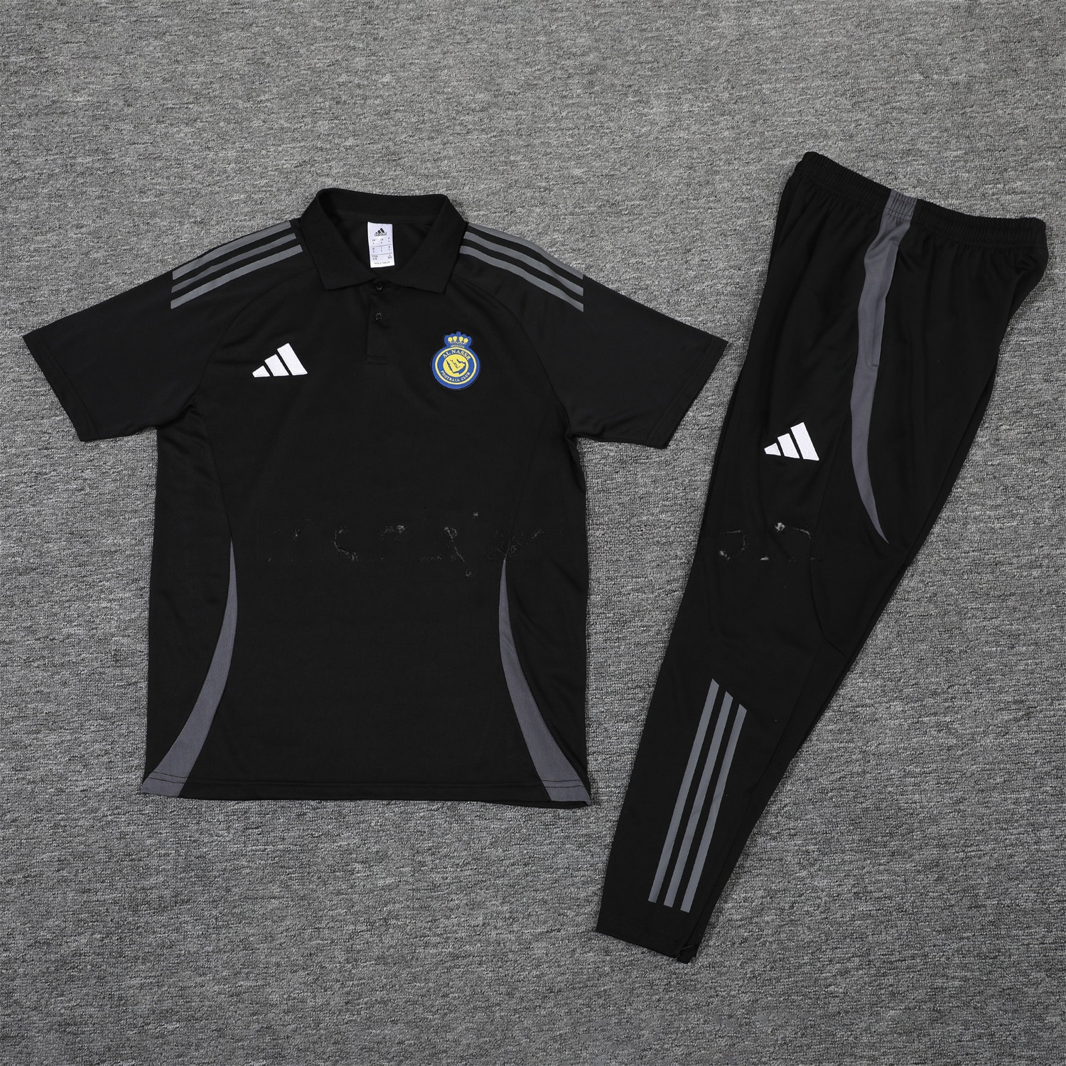 Al Nassr Riyadh Victory 25-26 POLO Short-Sleeve Training Set - Black Top and Pants - ManixJersey