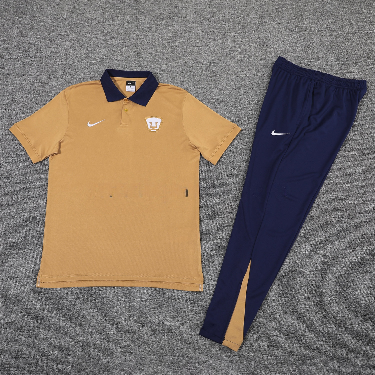 Pumas UNAM 25-26 POLO Short-Sleeve Training Set - Brown Top and Deep Blue Pants - ManixJersey