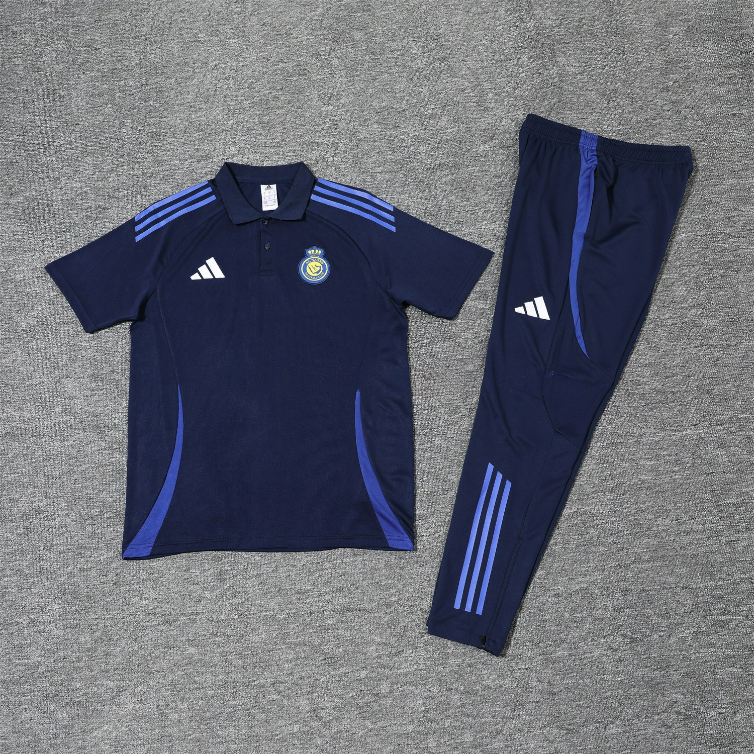 Al Nassr Riyadh Victory 25-26 POLO Short-Sleeve Training Set - Deep Blue Top and Pants - ManixJersey