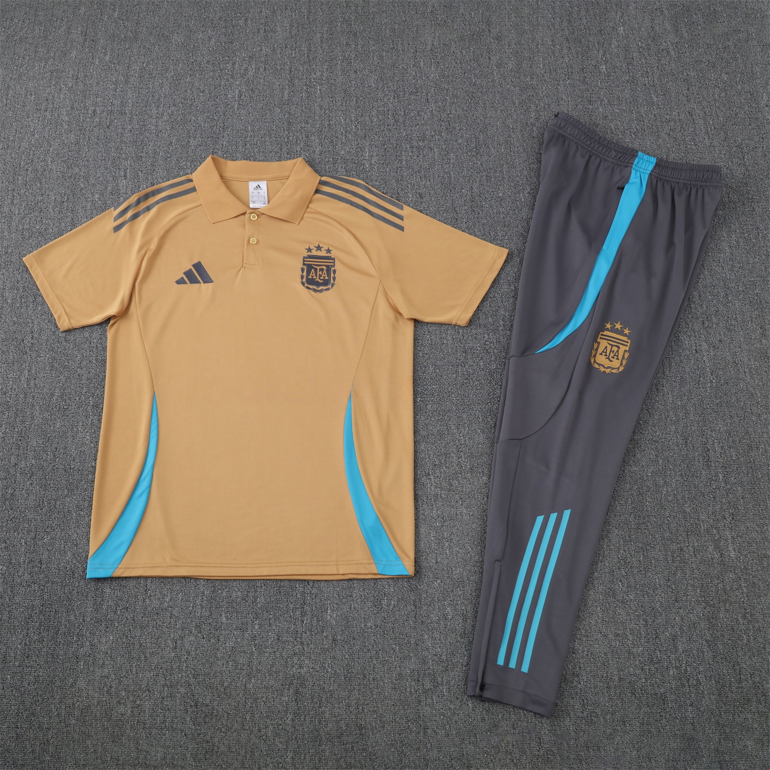 Argentina 25-26 POLO Short-Sleeve Training Set - Light Brown Top and Grey Pants - ManixJersey